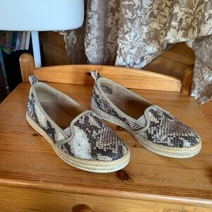 Clarks Snakeskin Espadrilles Cable Sole Size 8 Twee Coastal Sailor Shoes Slip on